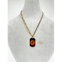 Bronz Harfli Zincirli Kolye